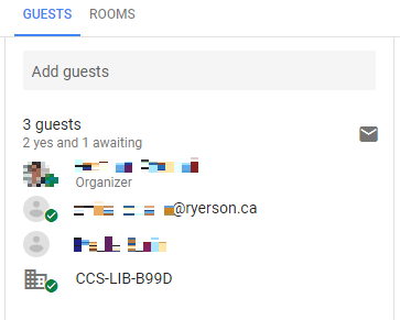 Guest and resource list in event details in Google Calendar