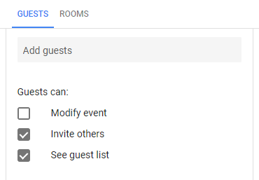 Adding guests in event details in Google Calendar