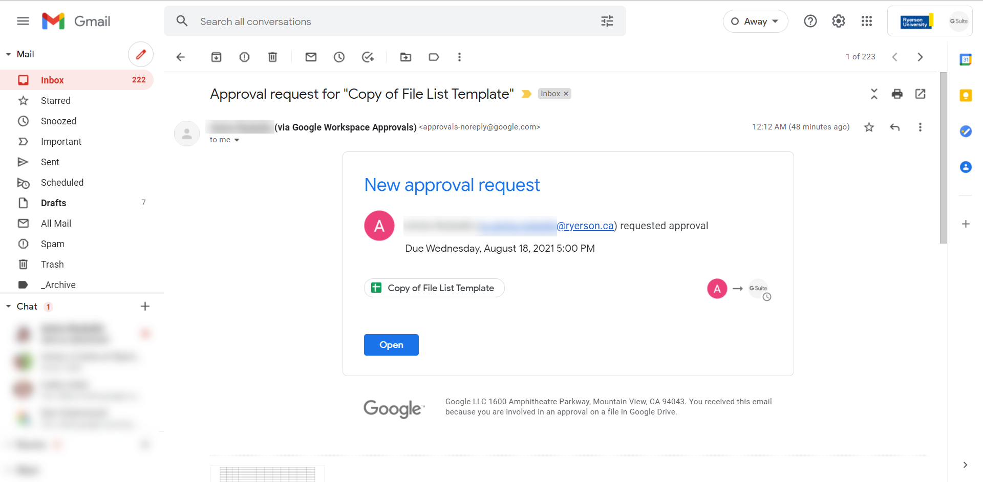New approval request email notification that gets sent to the reviewer
