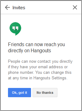 Invites in Google Hangouts