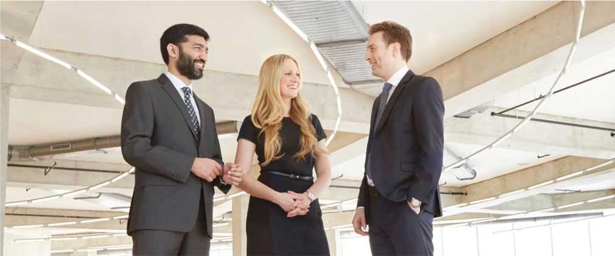 MBA students talking in the Student Learning Centre