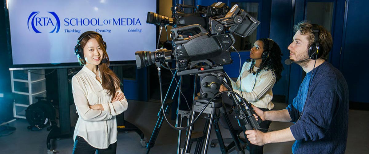 Students in RTA School of Media TV production studio