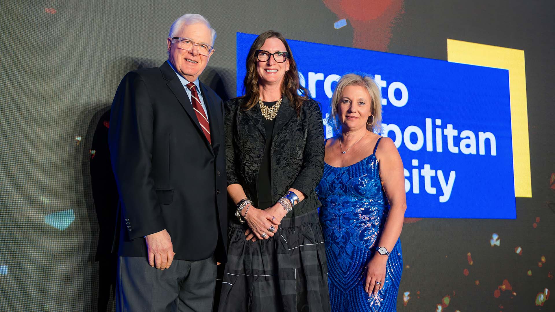 Dr. Nancy Walton with Dr. Errol Aspevig and Dr. Roberta Iannacito-Provenzano at the Toronto Met Awards Gala