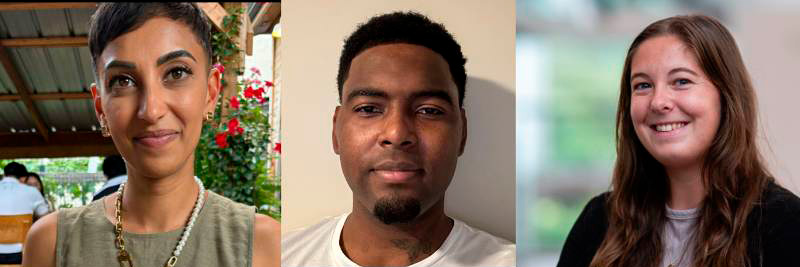 Arts graduate students Natalie Sotelo, Russell Clarke and Kaelan Ruddick