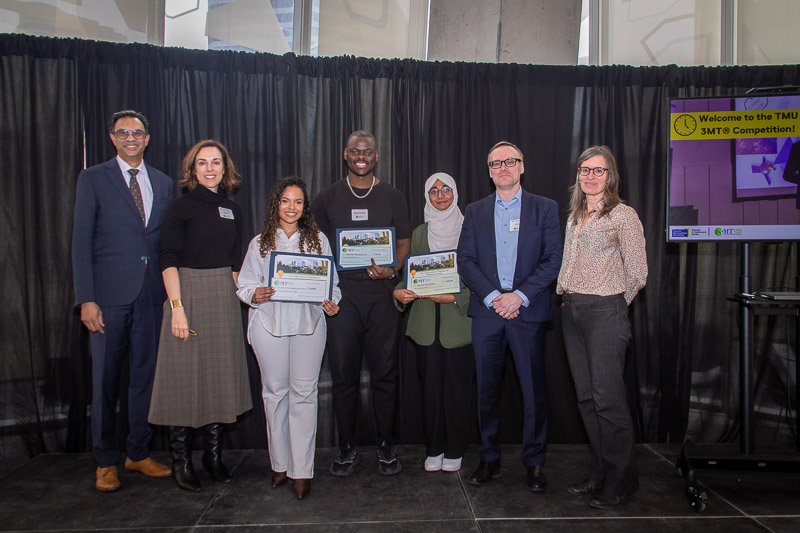 2026 TMU 3MT finalists with judges