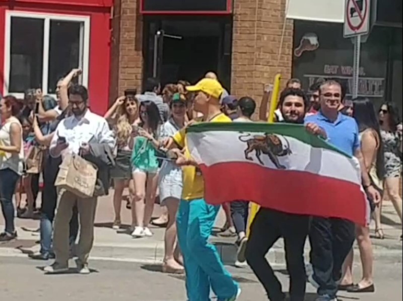 A public demonstration by Iranians opposing the current Iranian regime and supporting democratic and human rights reforms.