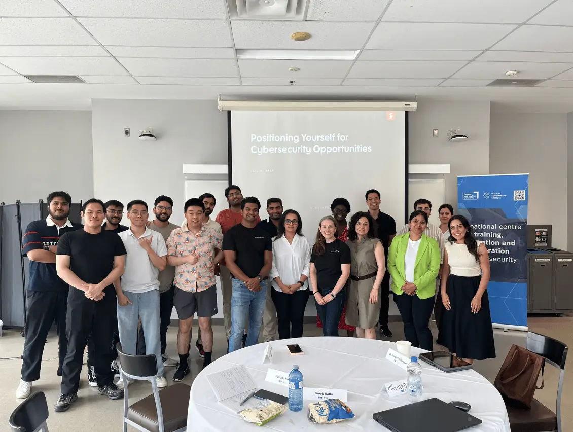 Group of students at cybersecurity career event