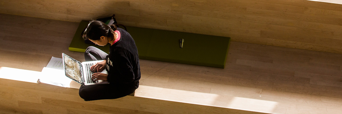 Student working on a laptop