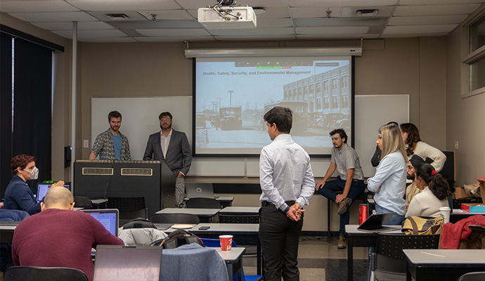 Graduate students in a classroom