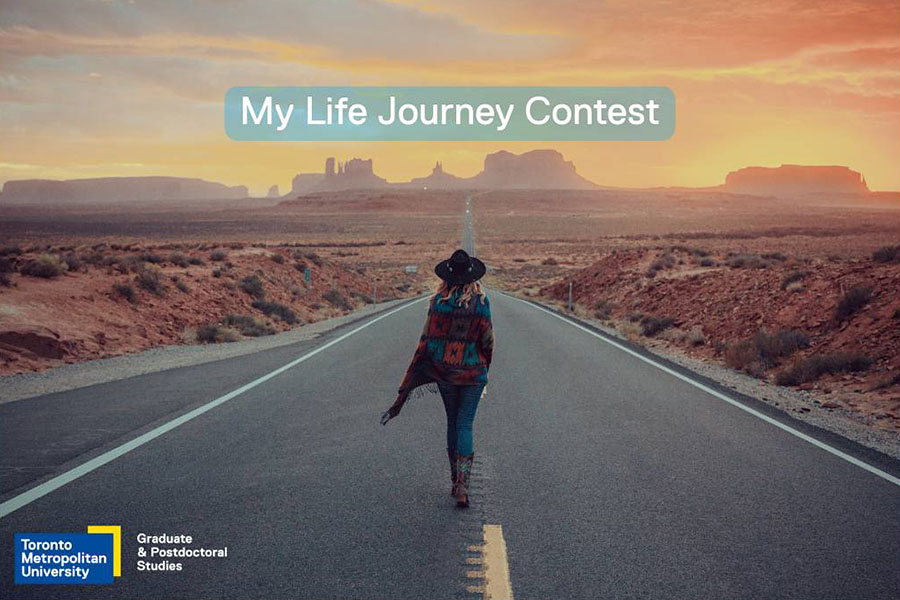 Woman with black hat and shawl walking on road towards desert sunset