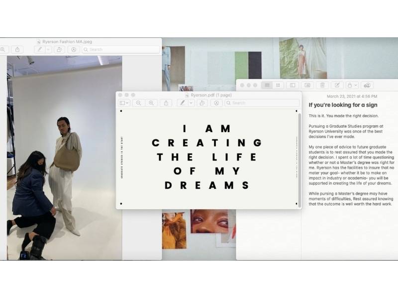 A poster with different internet browser windows with the words "I am creating the life of my dreams."