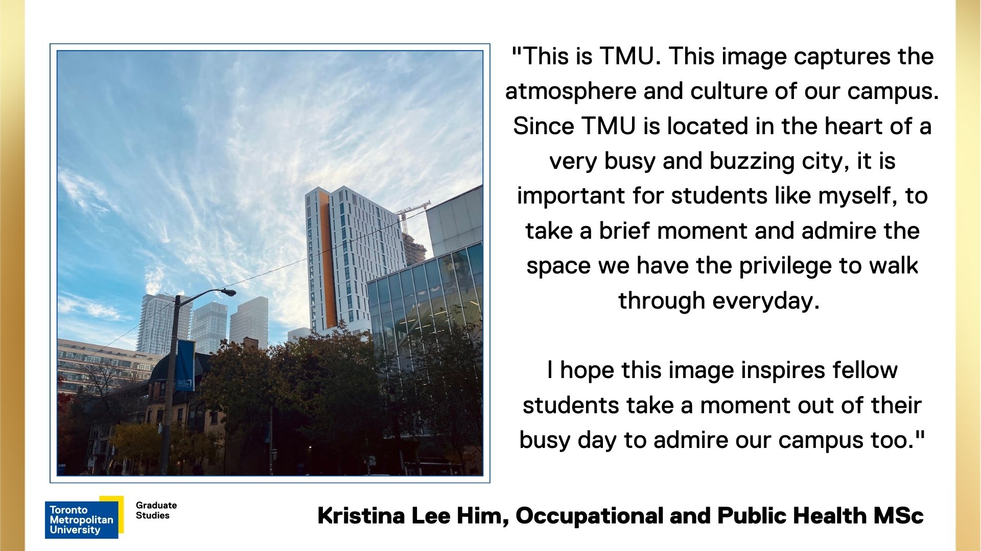 Kristina-Lee-Him. Toronto city view from TMU campus.