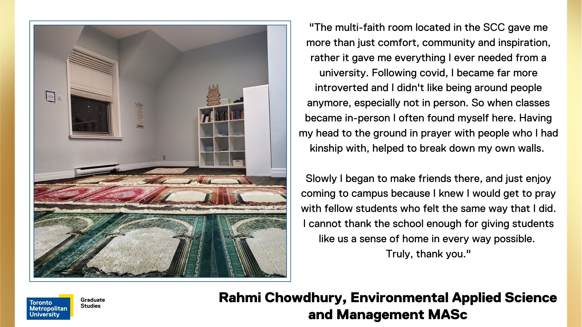 Rahmi-Chowdhury. Low angle shot of multi-faith room inside SCC building.