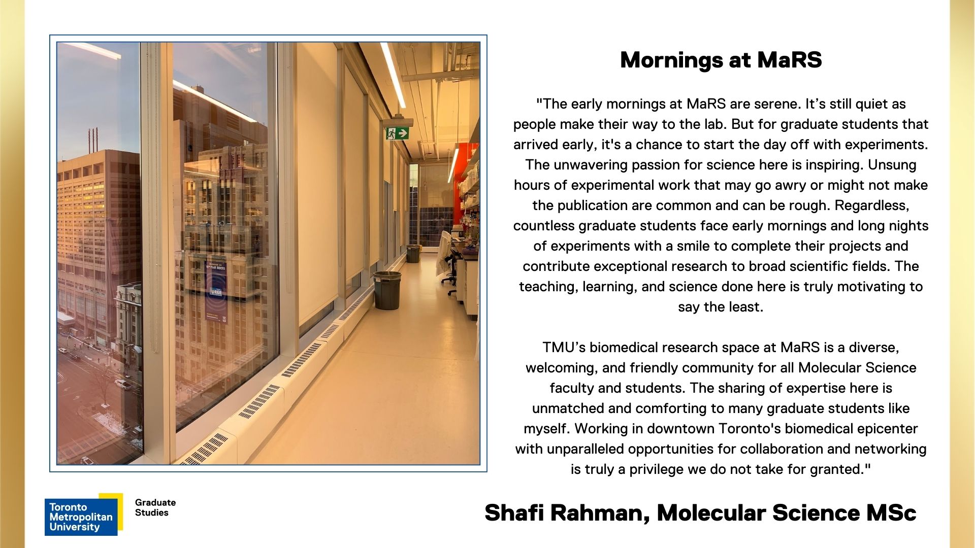 Shafi-Rahman. Lab in MaRS building.