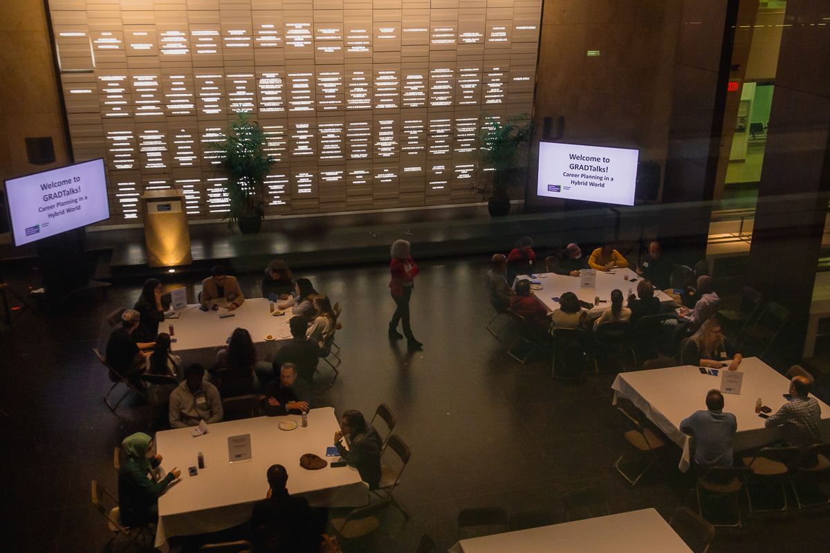 Birds eye view of the Sears Atrium at GRADTalks event