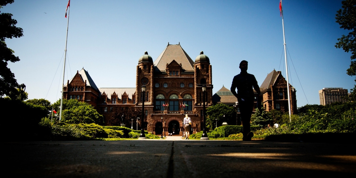Queen's Park parliament building in Toronto, Ontario.