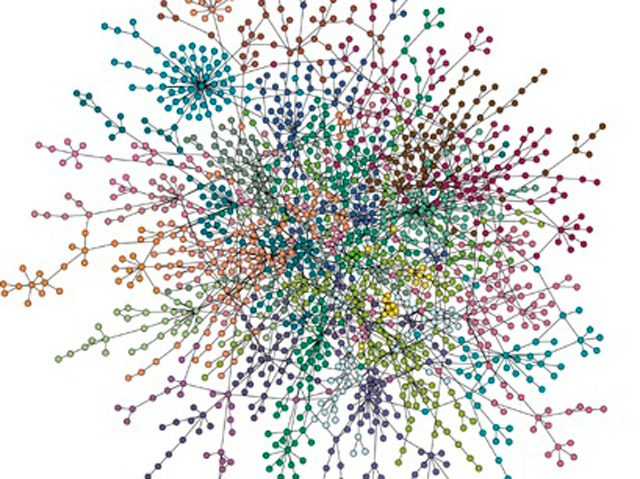 a coloured rendering of a complex graph network