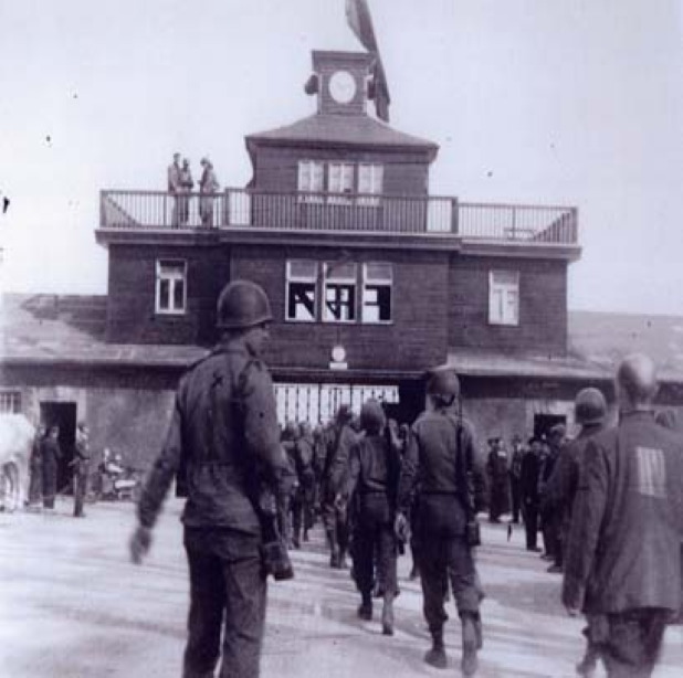 US soldiers liberating Buchenwald Concentration Camp, April, 1945. Photographer unknown.