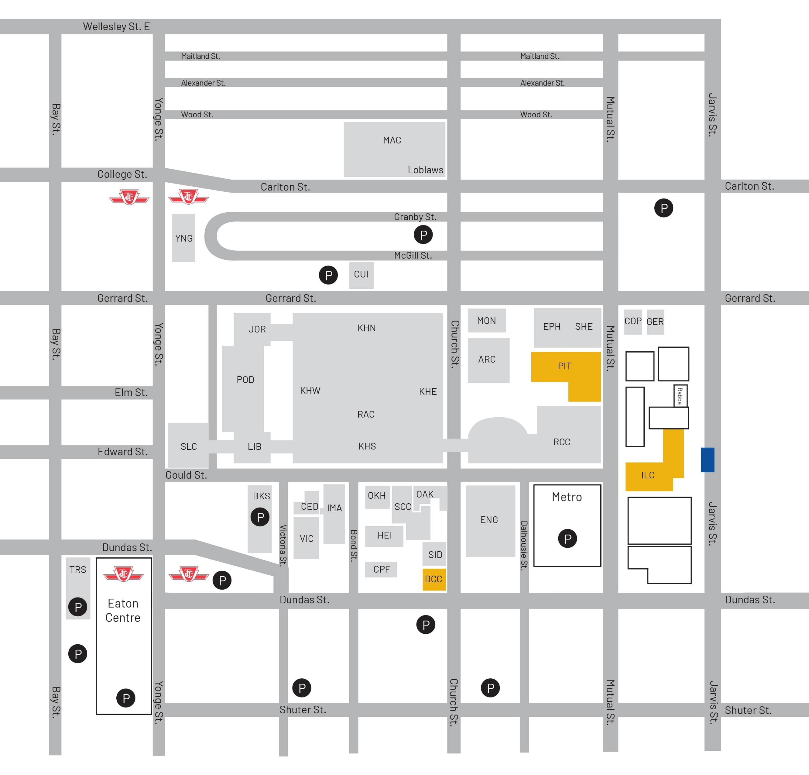 A variety of parking options are available in and around Toronto Met for you to park your car on Move-in Day. It is a good idea to bring cash, as some parking lots do not accept cards.