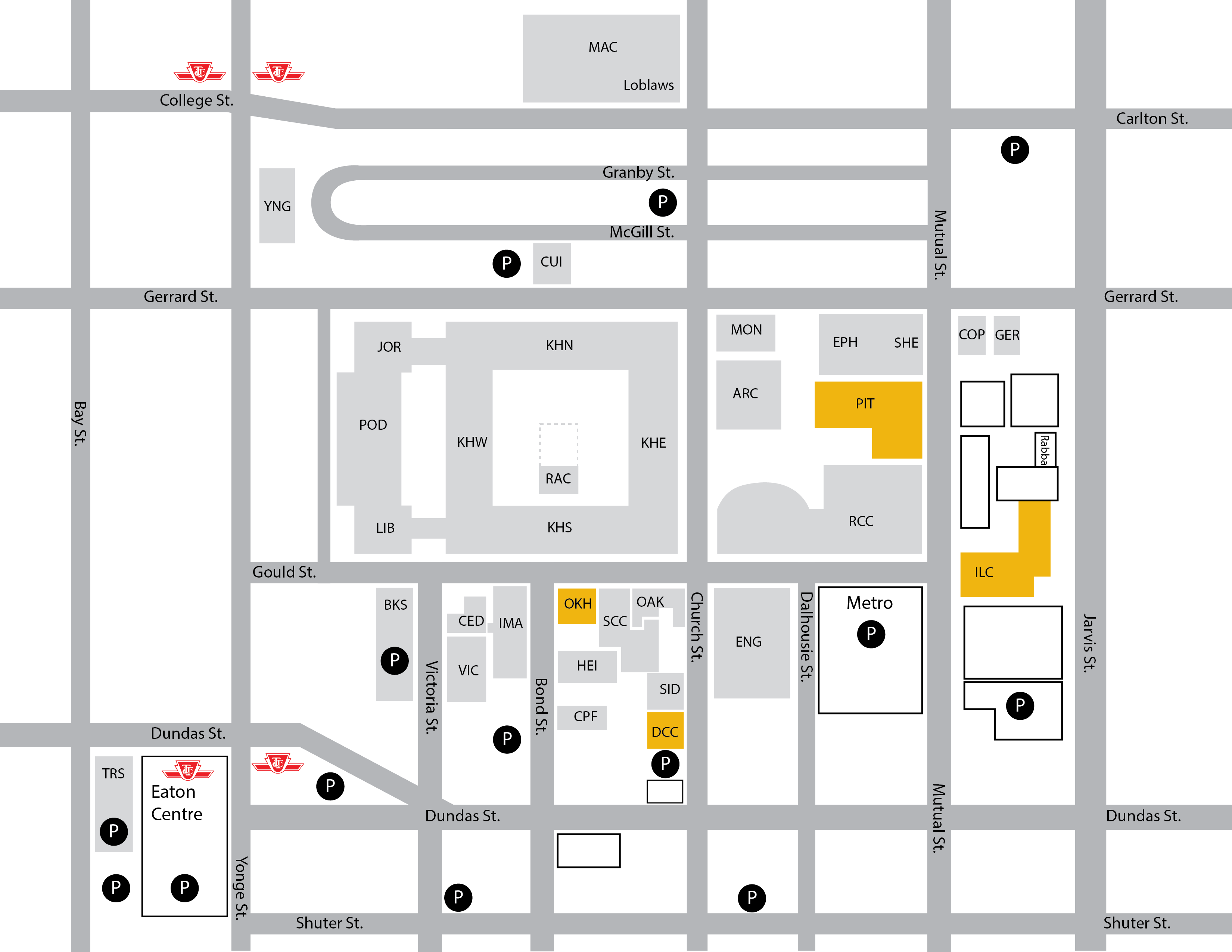 A variety of parking options are available in and around Toronto Met for you to park your car on Move-in Day. It is a good idea to bring cash, as some parking lots do not accept cards.