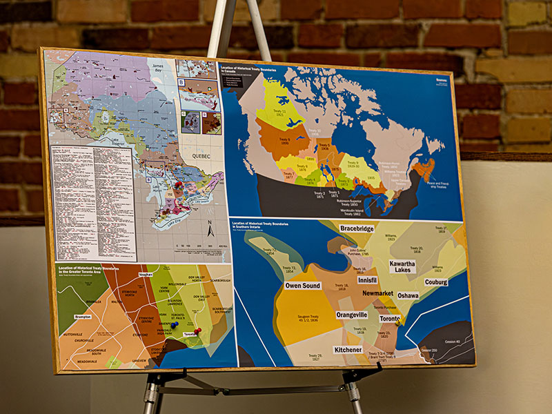 Bulletin board with a treaties map