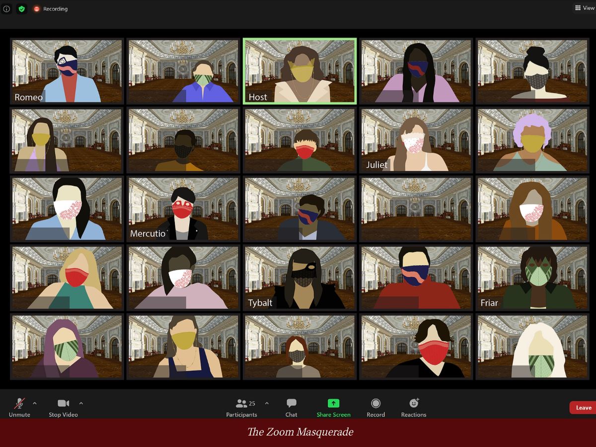 A Zoom gradient with different characters and faces exemplifying the reality we are all working in the virtual world