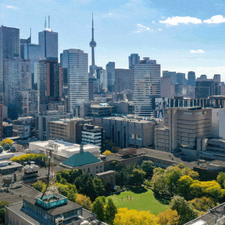 Ryerson campus against downtown Toronto skyline