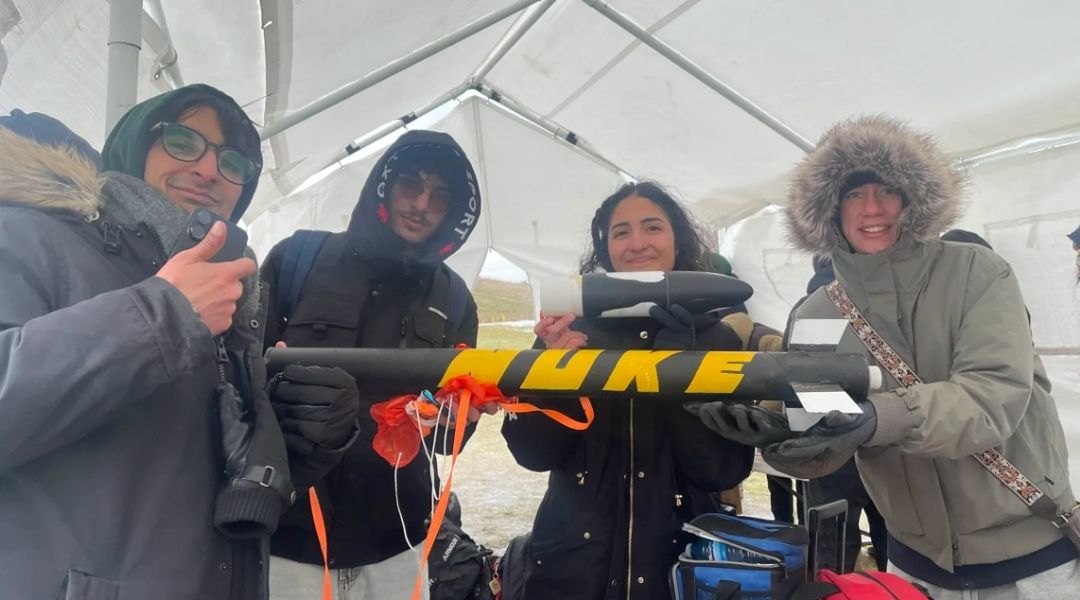 Faheel at a TMU engineering rocket design competition