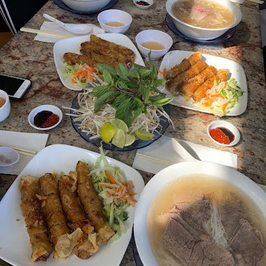 Pho and spring rolls at Pho Huong