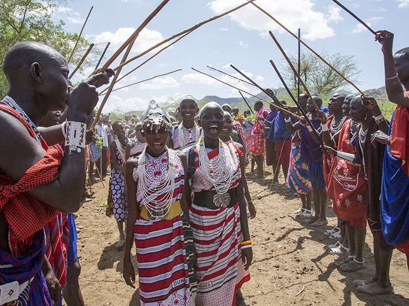 People in Africa wearing traditional clothing