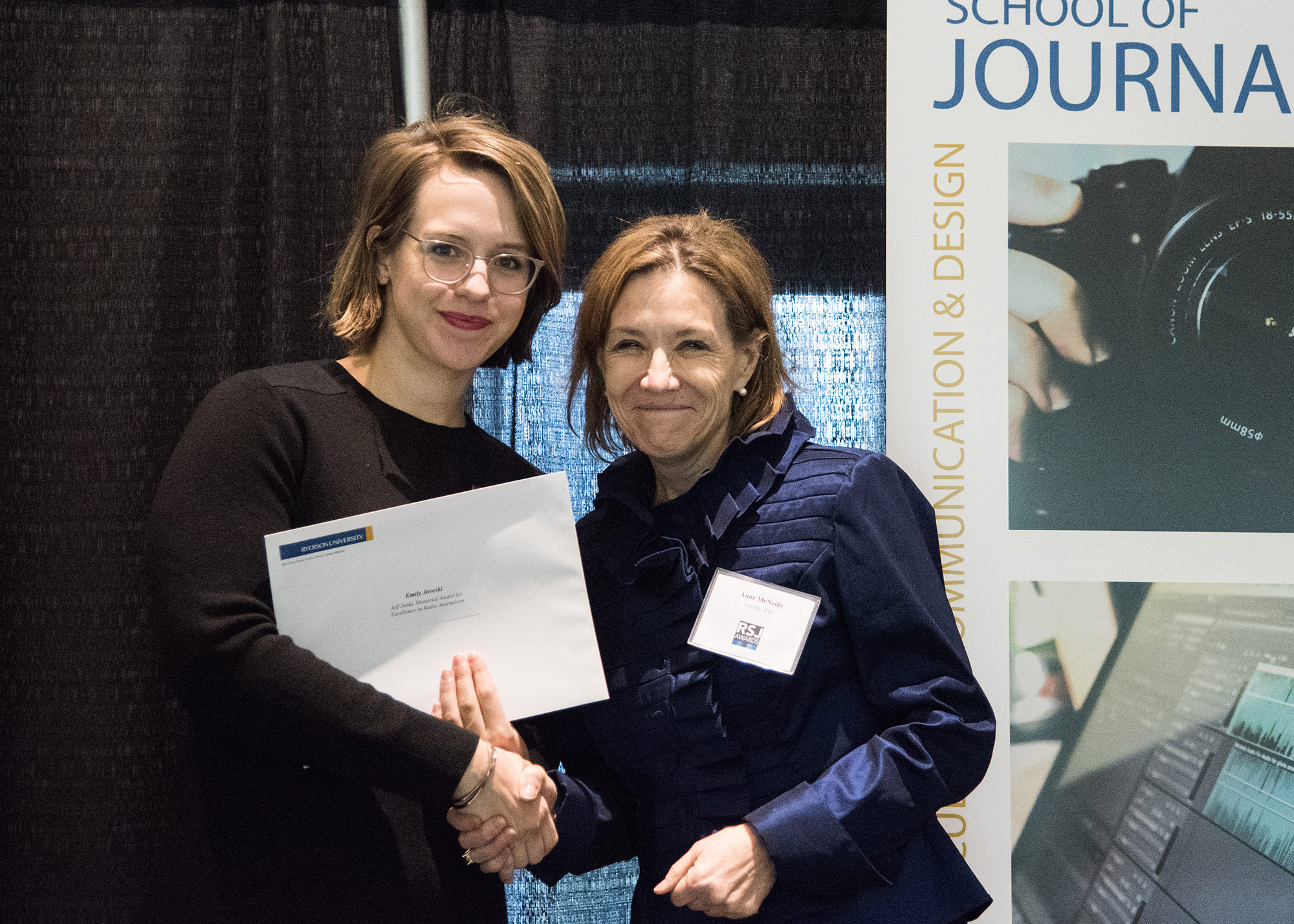 2016 winner Emily Joveski with Awards committee member Anne McNeilly.