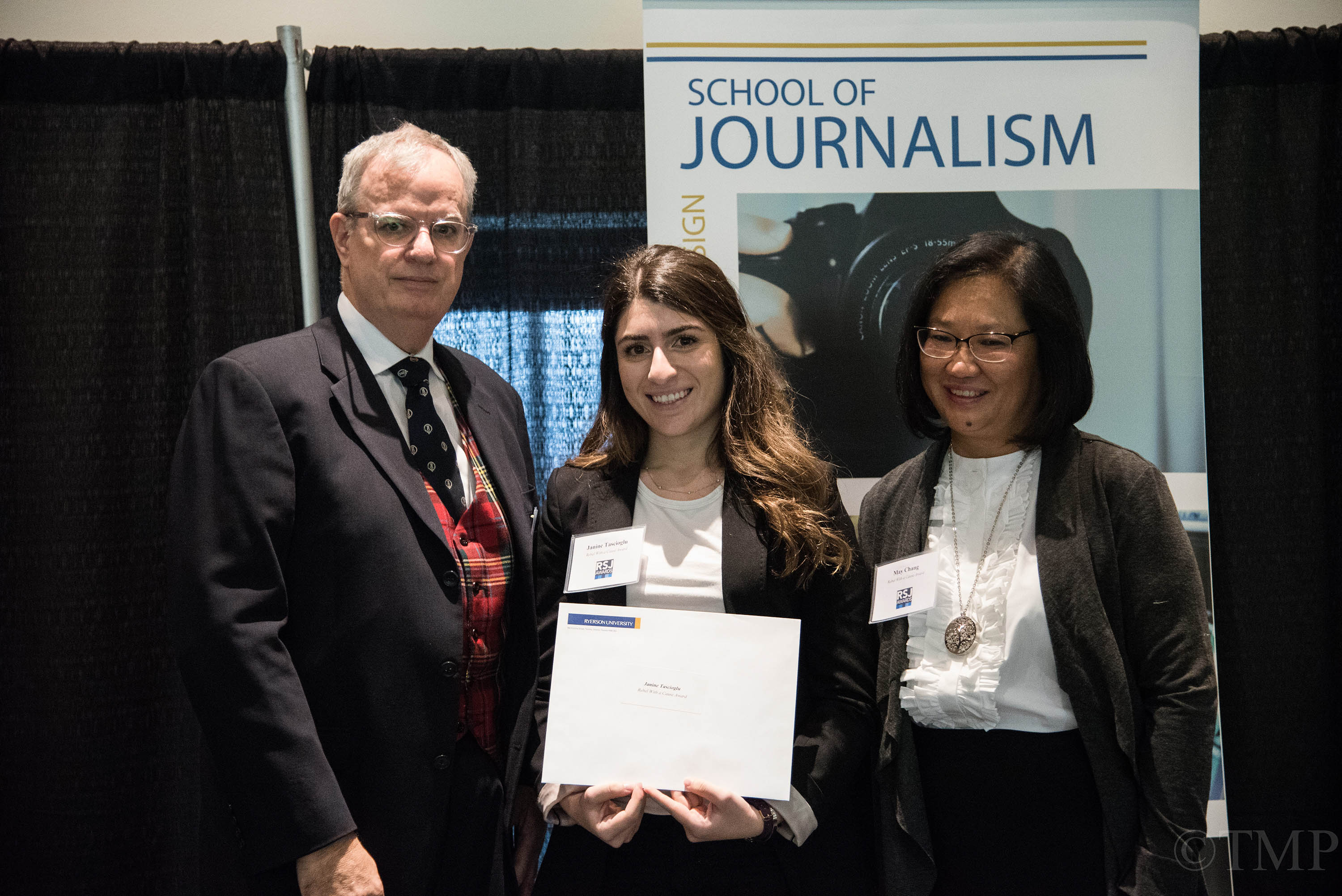 Winner Janine Tascioglu with Kevin MacLean and May Chang.