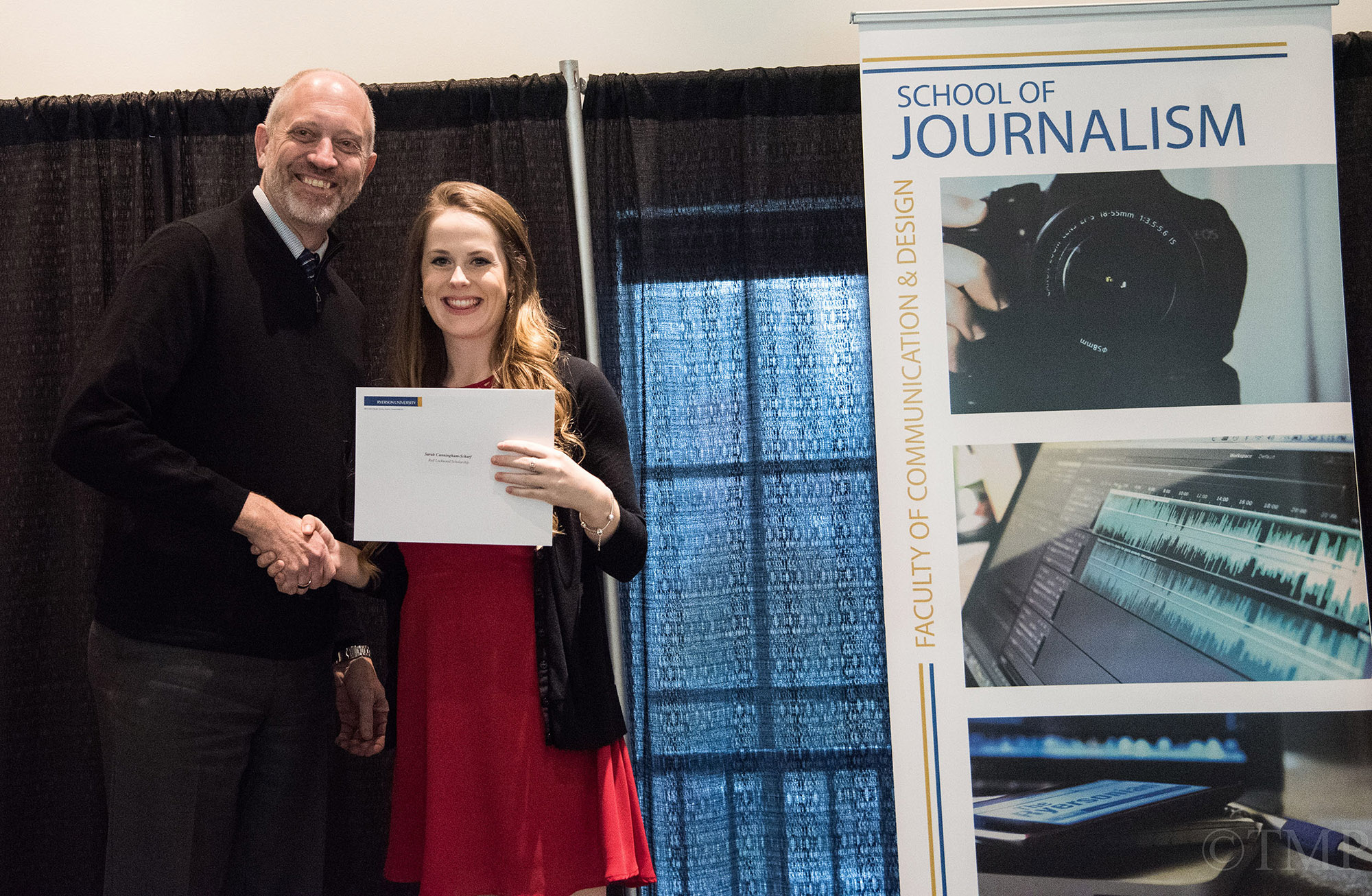 John Smith, Editor - Today's Trucking Magazine, with 2016 winner Sarah Cunningham-Scharf.