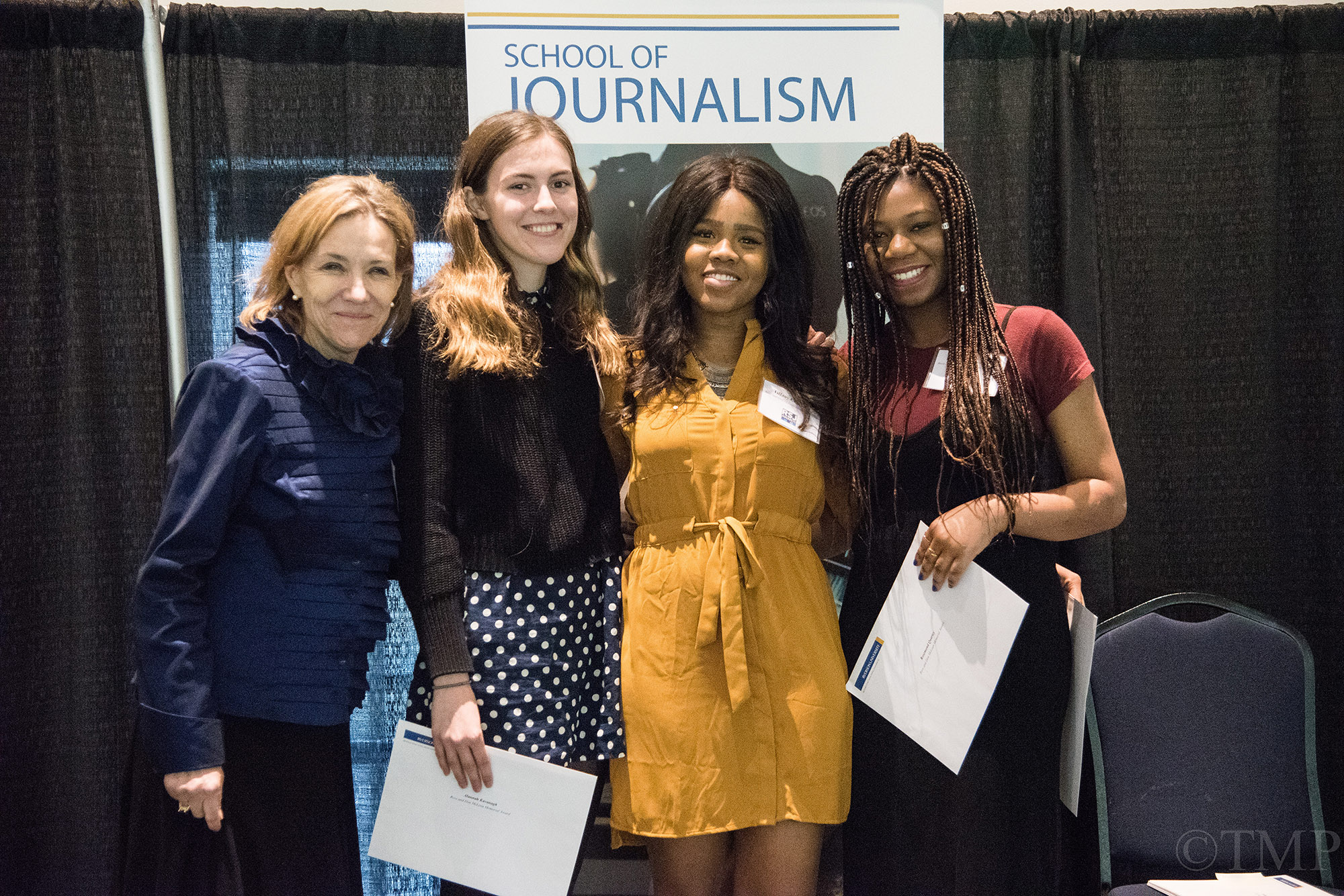 From left to rights: Award committee  member Anne McNeilly and 2016 winners Alannah Kavanagh, Tiffany Crawford and Rosemond Quartey.