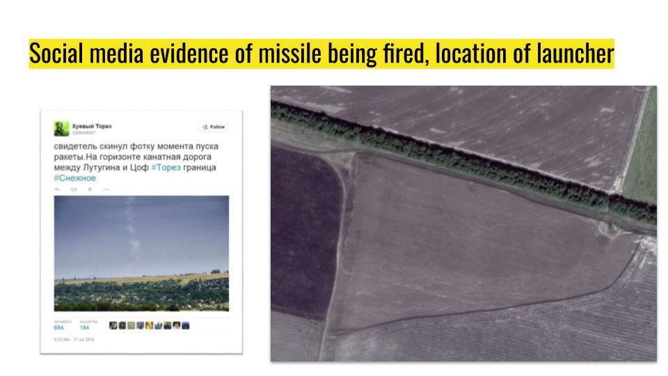 A screenshot of a tweet next to a photo of a field.