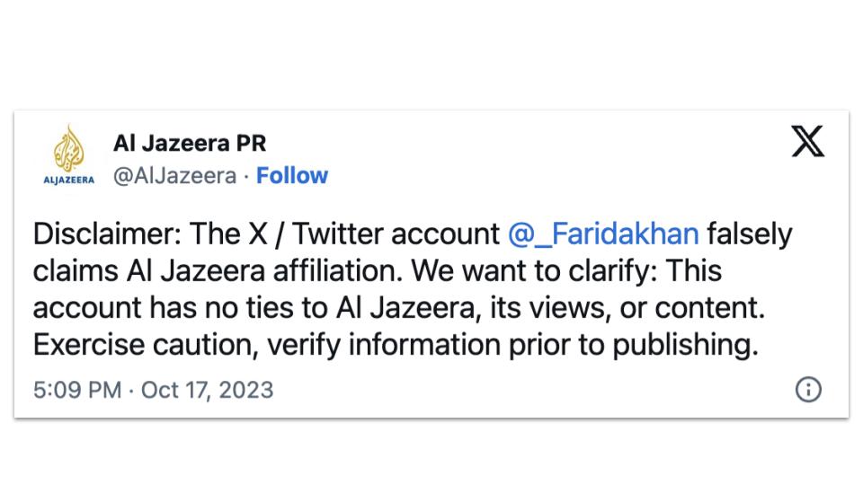 A screenshot of a tweet from @AlJazeera