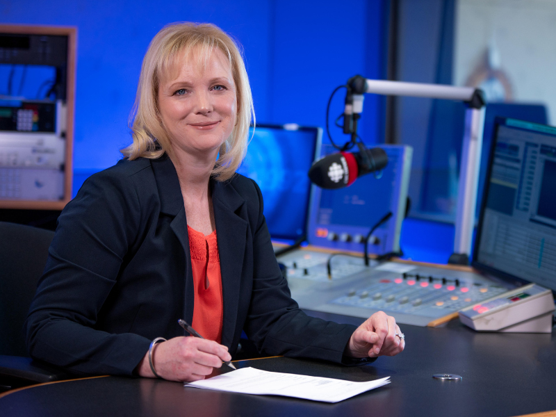 Mary-Jean Cormier in the CBC Superior Morning newsroom. 