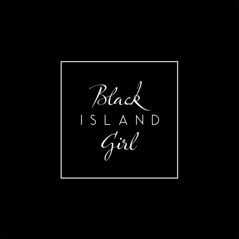 Logo for the Black island girl podcast. 