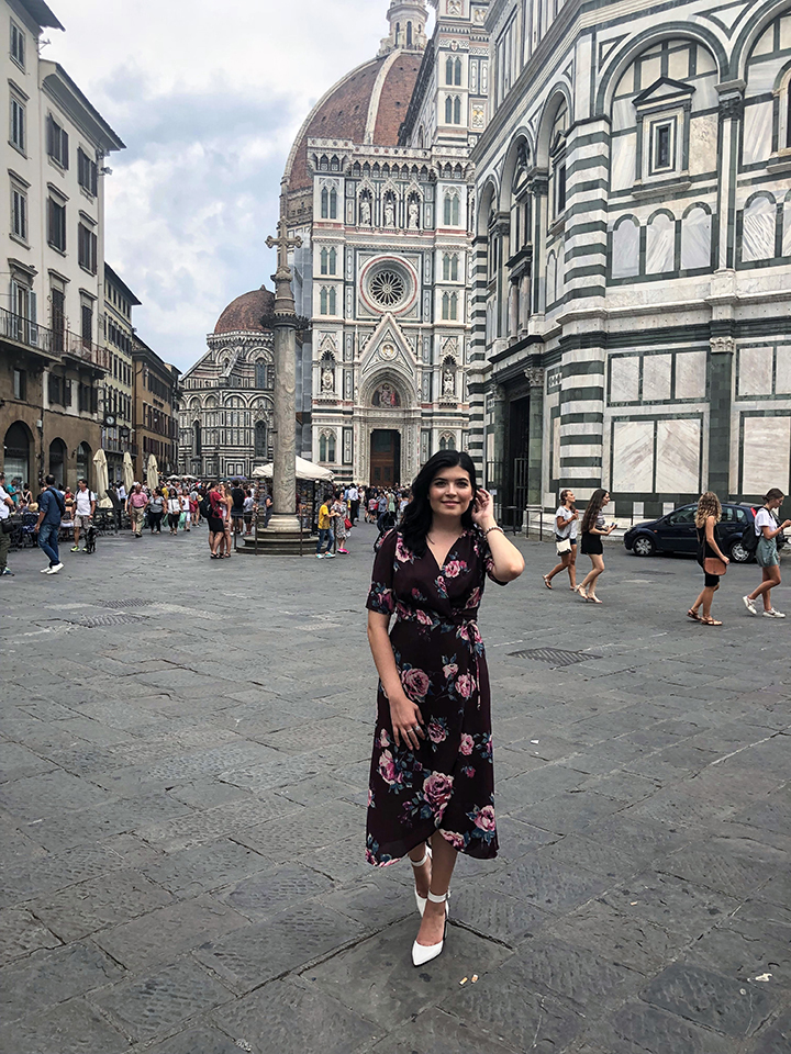 Alexia Del Priore in Florence for her internship.