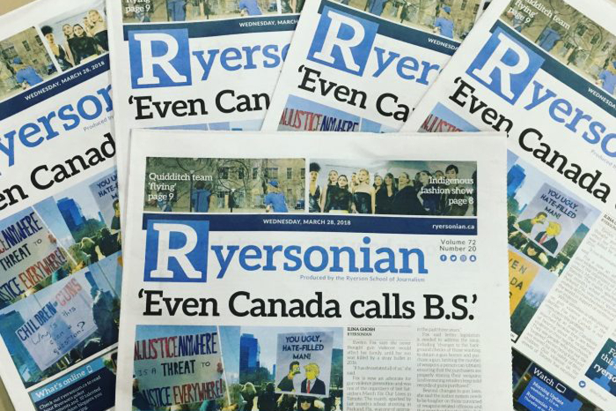 A spread of Ryersonian newspapers