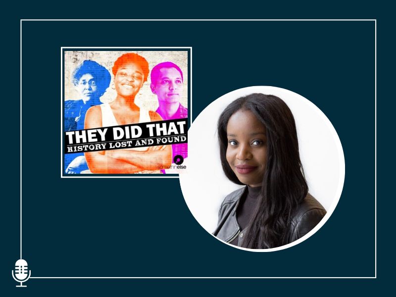 Alumni Takara Small and the art for her new podcast, They Did That. 