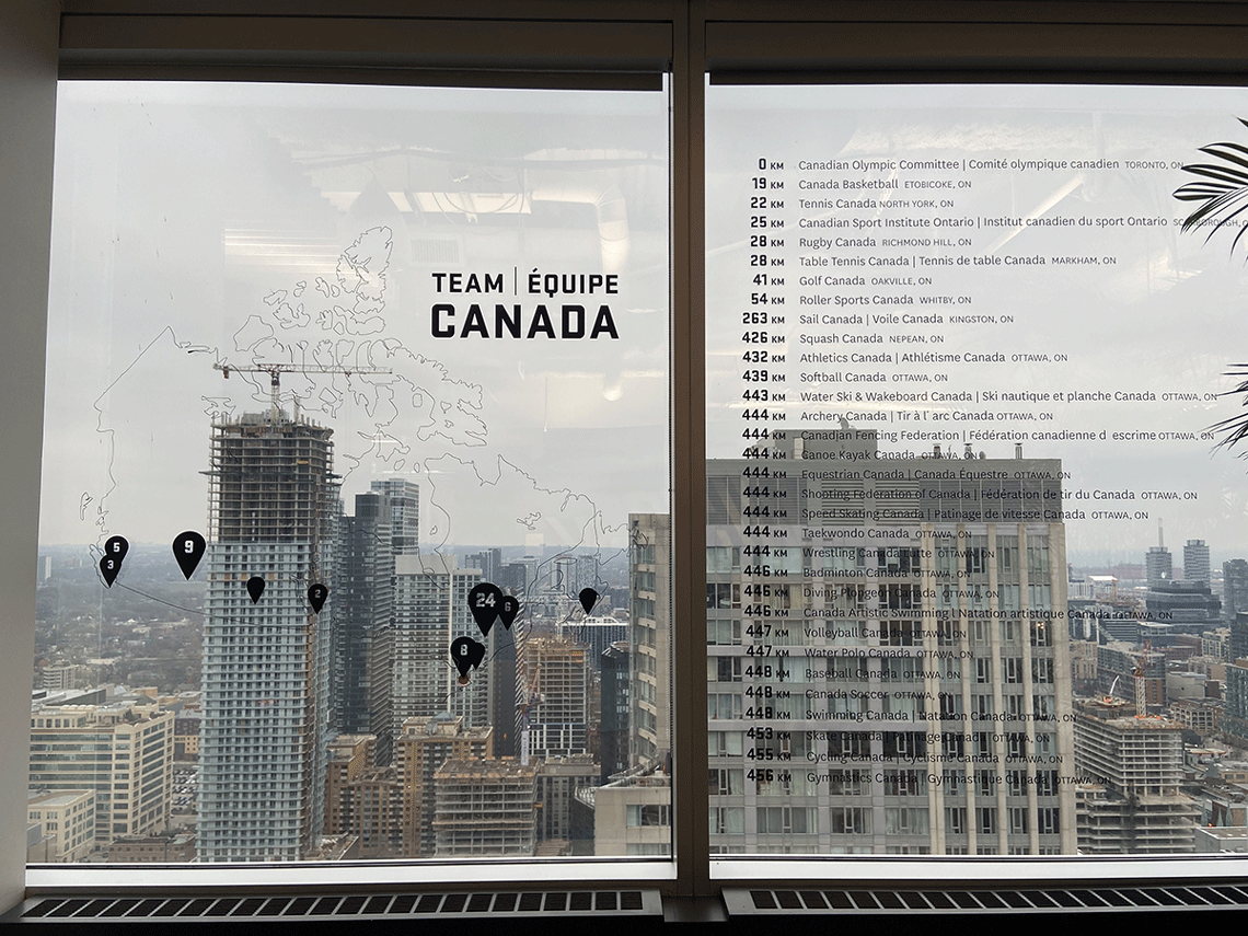 A view of the Toronto skyline from the Canadian Olympic Committee office window.