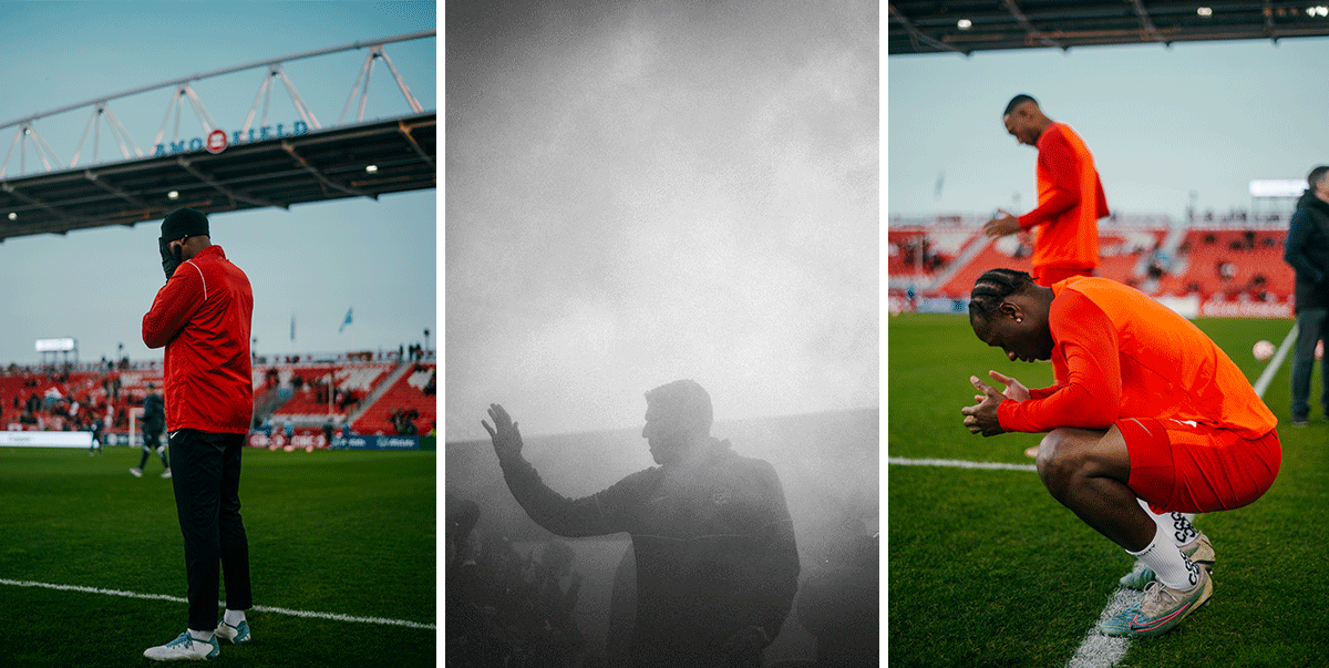 TFC soccer players arriving on the pitch at BMO Fields