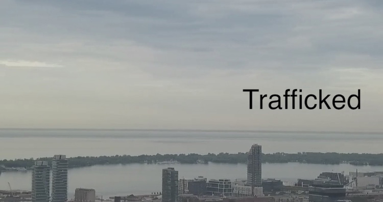 Title screen of the award winning documentary Trafficked. 