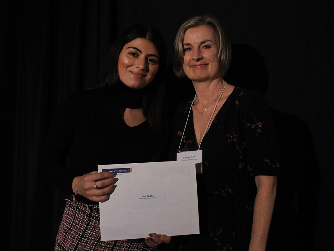 Leen Blaibleh, Matt Walcoff Memorial Award recipient, and Jacqueline Thorpe. 