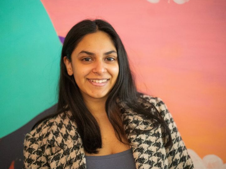 South Asian Yard Founder Ria Arora stands in front of a South Asian-inspired mural at Agincourt Mall in Scarborough (Courtesy of Ria Arora)