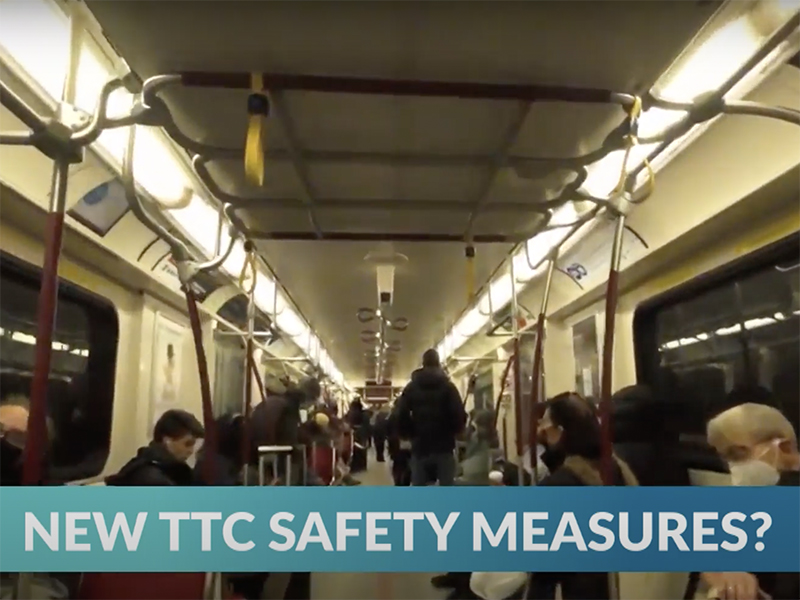 The inside of a TCC subway car. 