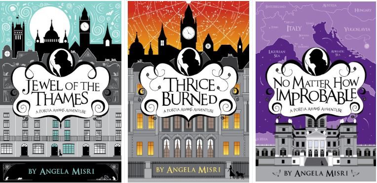 Book covers of Jewel of Thames, Thrice Burned and No Matter How Improbable.