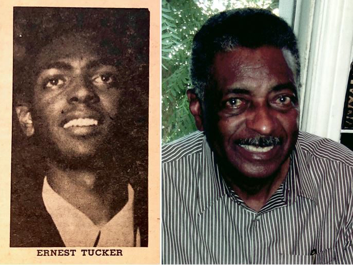 Two photos of Ernest Tucker, the left from when he was a student at Ryerson and the right from after he retired.