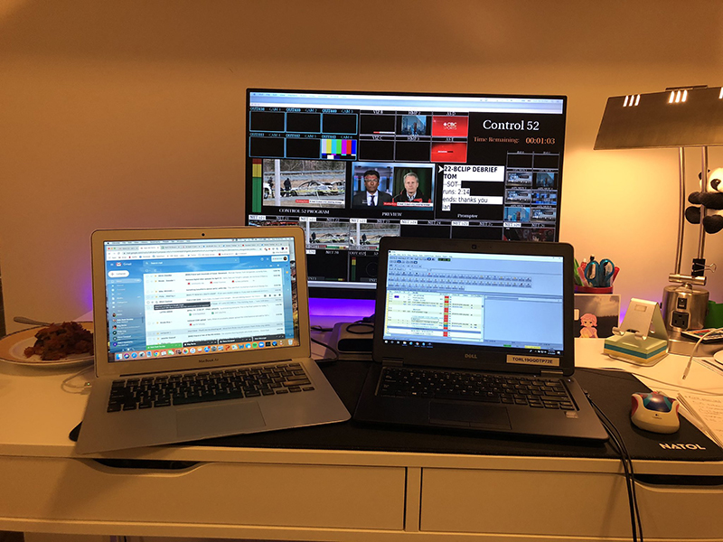 Arielle Piat-Sauvé’s setup while running coverage of the Nova Scotia mass shooting in April (Arielle Piat-Sauvé/Twitter).